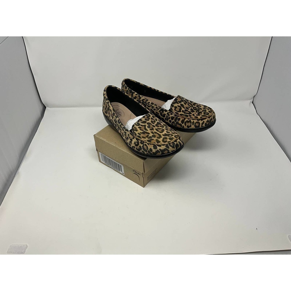 Collection by Clarks Women's Brown Leopard Print Leather Moccasin Loafer 9W